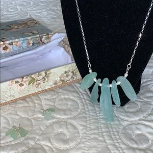Handmade Sea glass Silver Necklace W Varied Length Lowest Price